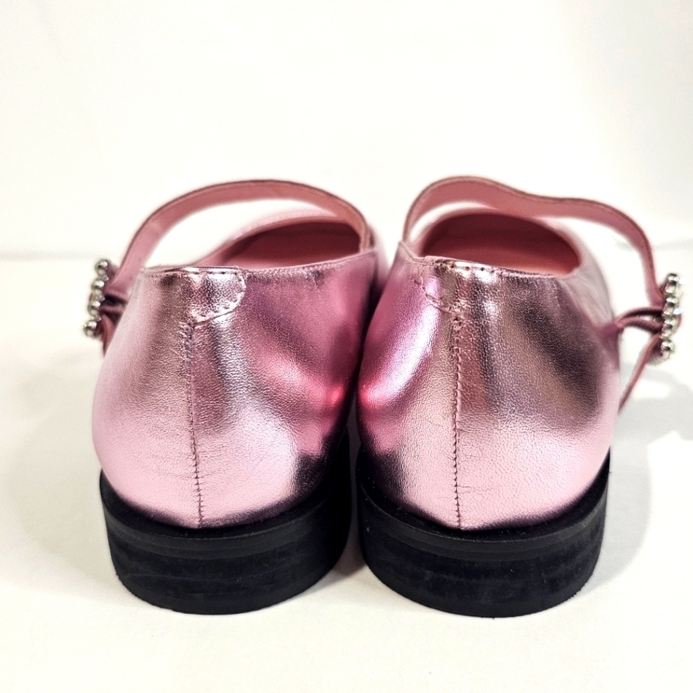 Free People Rumor Diamante Mary Janes Flats Pink Faux Leather - Picture 7 of 10